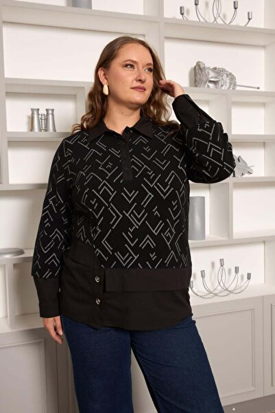 dml giyim Paneled Knit Blouse