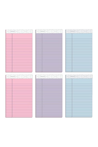 Generic TOPS Prism Junior Legal Writing Pads 13×20 cm - 6 Pack (2 Pink/2 Blue/2 Purple)