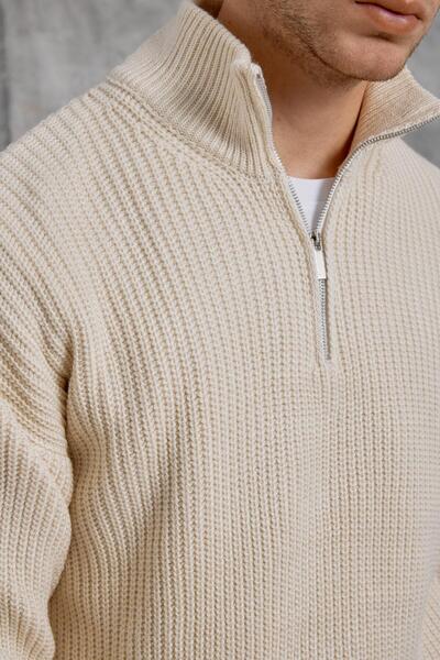 NOMARC Cream Mrk Half Zipper Tricot