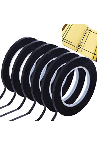 Generic Jo Prover 6-Pack 3mm Graphing Tape, 1/8" Black Self-Adhesive Whiteboard Tape, 108 ft/roll