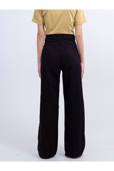 DRC trend Viego Women's Black Three Ripped Stretch Fabric Super High Waist Loose Jean Pants.