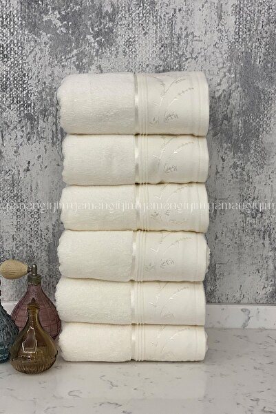 Özdilek منشفة يد ووجه ديسي 6 قطع - كريمي