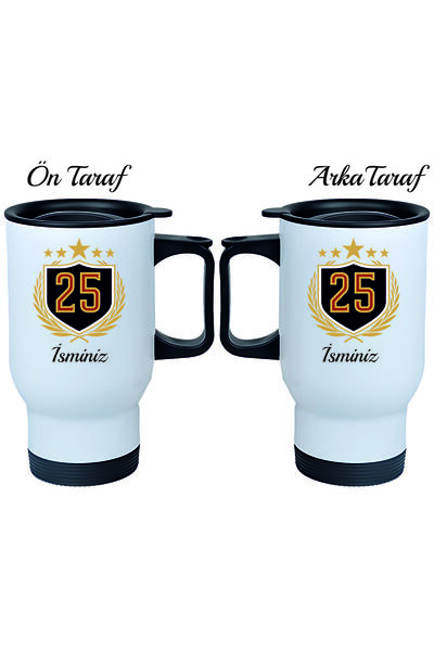 Kreax Kişiye Özel Kulplu Çelik Termos Bardak Galatasaray Taraftar 25 Temalı