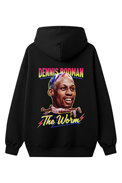 BA Sportswear Dennis Rodman Basketball Oversized Black Hooded Sweatshirt