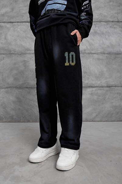 NOMARC Black Printed Oversized Tracksuit Set