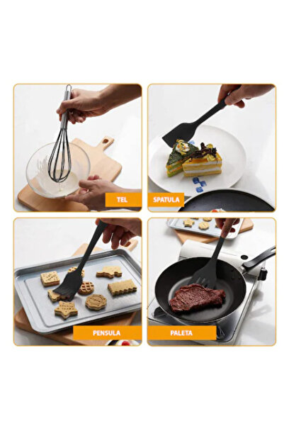 LILY Set of 5 black silicone cooking utensils