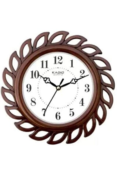 kadio ساعة حائط تناظرية 24.5 سم × 24.5 سم (بني، مع زجاج، قياسي)