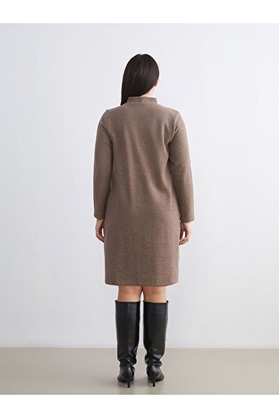 LC Waikiki Lcw Comfort Plus Size Mock Neck Mini Dress