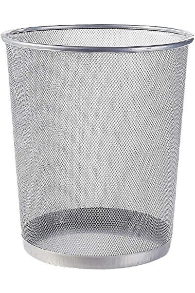 Generic Mesh Round Metal Wastepaper Bin, Lightweight Small Size - Silver, Top Opening