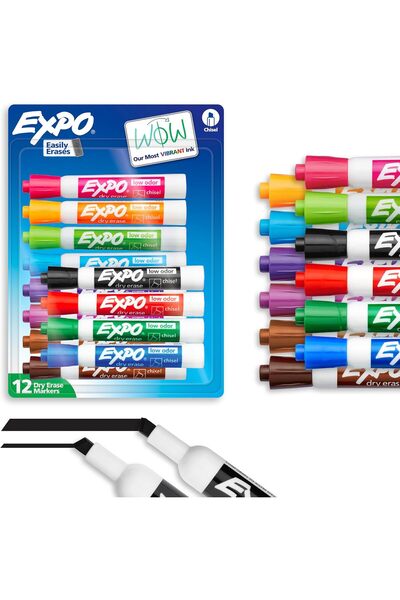 Expo Dry-Erase Whiteboard Marker Set, Low-Odor, Fast-Drying, Chisel Tip, Asso...