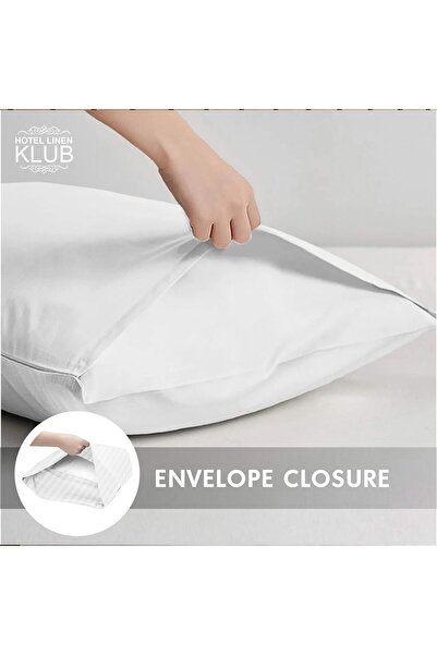 Hotel Linen Klub Darco Standard Pillowcase Set, 100% Cotton, 250 Thread, 50x75 cm, 2-Pack, White