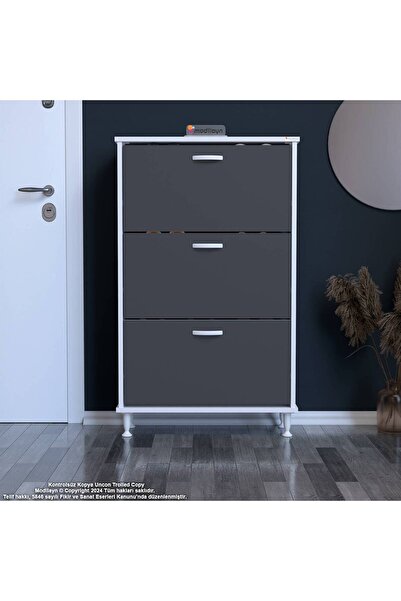 Modilayn VARBİ Kapı Önü 72x 127x 26 cm’ lik 3 Düşer Kapak 6 Göz Raf Bölmeli Ayakkabılık