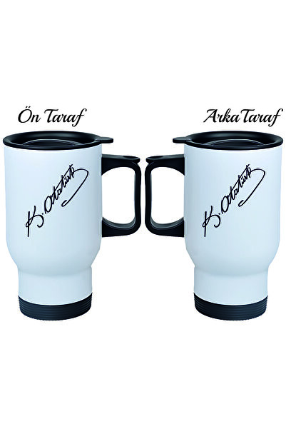 Kreax Kulplu Çelik Termos Bardak Mustafa Kemal Atatürk İmza