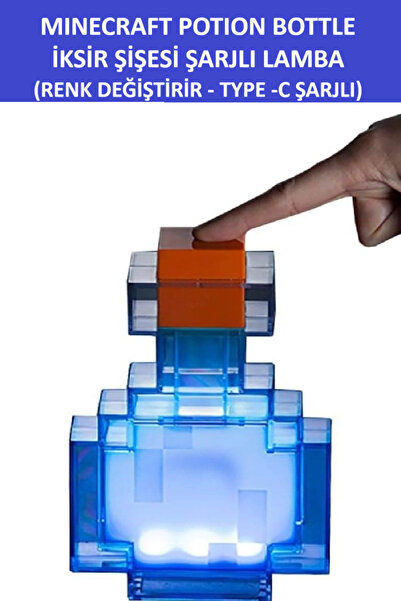 ZETCONCEPT Minecraft Potion Bottle - Renk Değiştirebilir İksir Şişesi - Type-C şarjlı- Muhteşem Bir Hediye