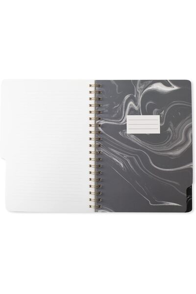 FRINGE Studio Large Spiral Notebook, Marble Gray, Flexible Paperback Cover, Ruled, 5-Subject, 7.25x1