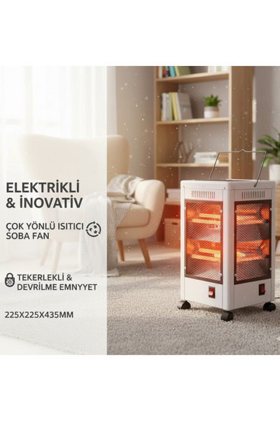 EVİST ELEKTRİKLİ & İNOVATİF 360° ÇOK YÖNLÜ ISITICI SOBA FAN (Yüksek 225x225x4...