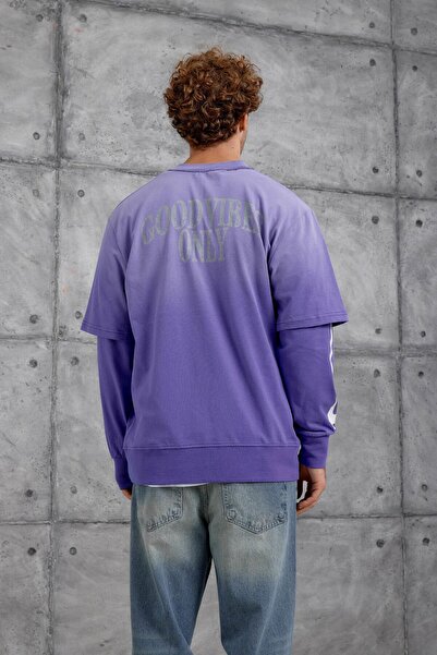 NOMARC ΦΟΥΤΕΡΙΑ oversized ΜΩΒ ΜΕ ΦΛΑΜΑ ΕΚΤΥΠΩΜΕΝΗ ΜΕ ΜΩΒ ΧΕΙΡΟΠΙΣΤΟΙΚΟ ΣΧΕΔΙΟ