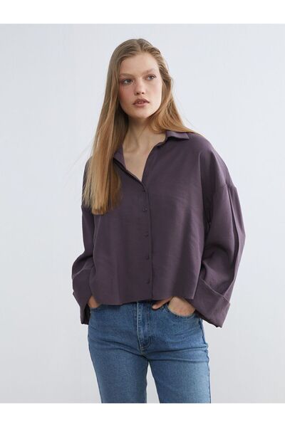 LC Waikiki Lcw Vision Plum Oversize Women's Shirt