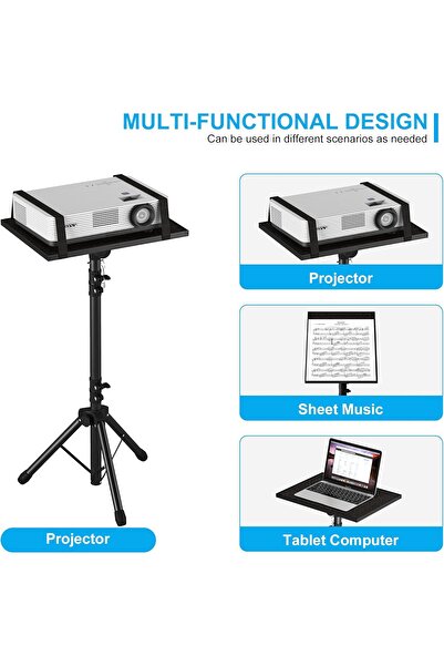 Decosis Adjustable Tripod Projector/Laptop Stand 23.5–46.5 in with Gooseneck Phone Holder, Aluminu