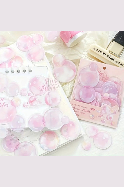 Kolbi Craft 30 قطعة من ملصقات الفقاعات الشفافة الوردية لتخطيط اليوميات ودفتر ...