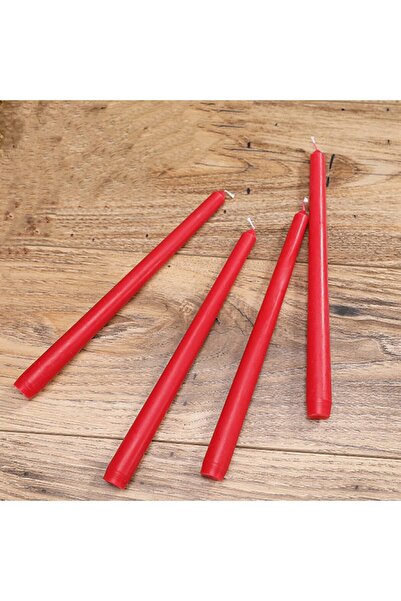 Flippy Set of 4 Dinner Candles, Unscented Smoke-Free Paraffin, 2.2 x 25 cm, Red