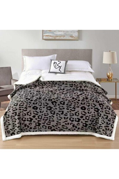 OEM Cocolino fluffy blanket, ZIPPERED ENVELOPE with fur, 3D ANIMAL PRINT MODEL, 200 x 230cm, for 2 people