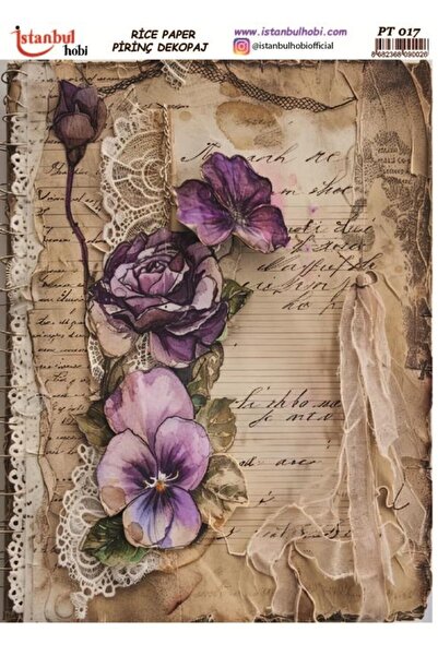 İstanbul Hobi Brass Decopage Paper 30X42Cm Pt-017 Lettering Flower