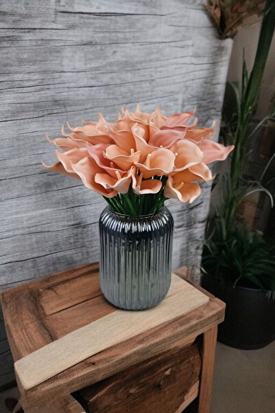 OznCicekTasarim زهور جالا الاصطناعية باللون الوردي السلموني، عبوة من 8 قطع