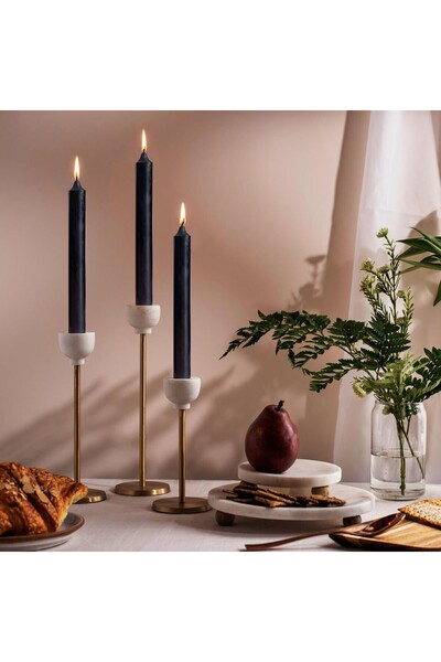 Flippy Set of 4 Table Candles, Odorless and Smokeless, Paraffin, 2.2 x 25 cm, Black