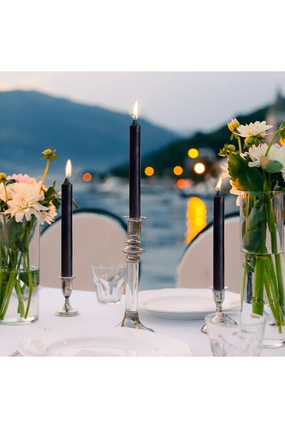 Flippy Set of 4 Table Candles, Odorless and Smokeless, Paraffin, 2.2 x 25 cm, Black