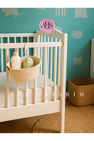 Ahs Tasarım Natural Wicker Hanging Basket – Bathroom & Kitchen Wall and Honeycomb Towel Rack Top Organizer