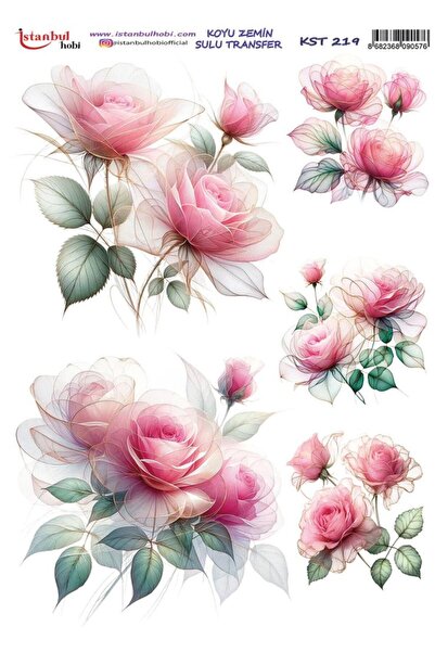 İstanbul Hobi Koyu Zemin Sulu Transfer Kağıdı 25x35cm KST-219