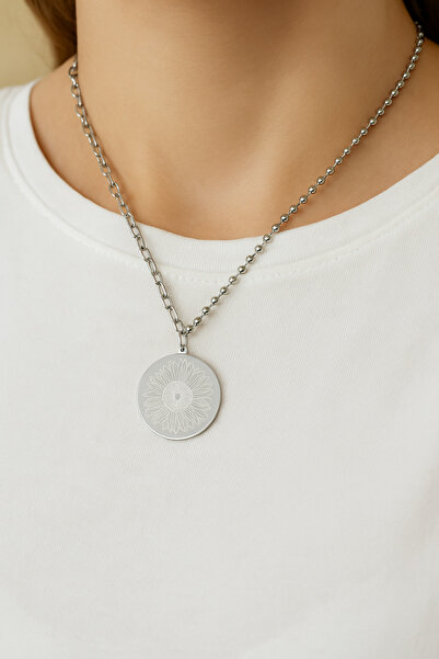 ÇAĞ MODA AKSESUAR قلادة فولاذية بمظهر سلسلة مزدوجة