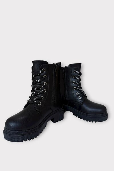 Liger Girls' Boots with Fur Inside and Zipper Black - Red