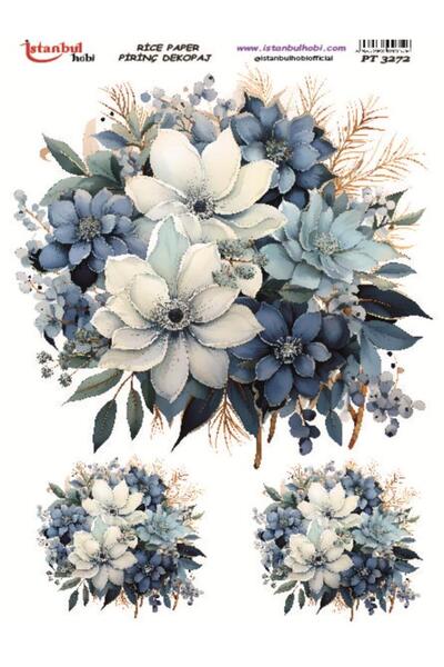 İstanbul Hobi ورق ديكور نحاسي 30×42 سم PT-3272 زهور