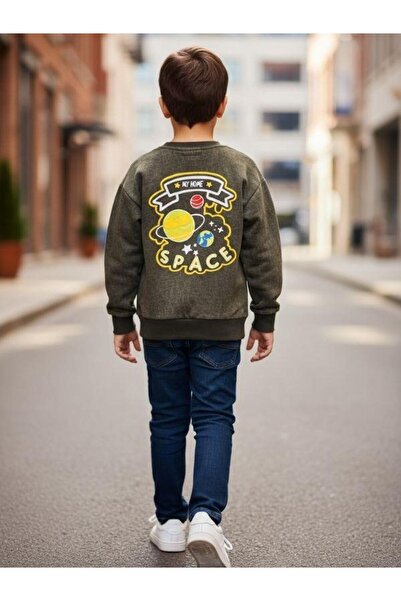 Zekids Boy's Cotton Planet Printed Tie-Dye Sweatshirt