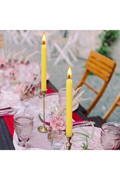 Flippy Set of 4 Dinner Candles, Unscented & Smoke-free, Paraffin, 2.2 x 25 cm, Yellow