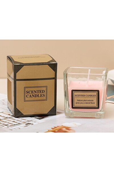 Flippy Scented Candle in Transparent Glass, Essential Oil, 4.8x5.4x5.5 cm, Rose, Pale Pink