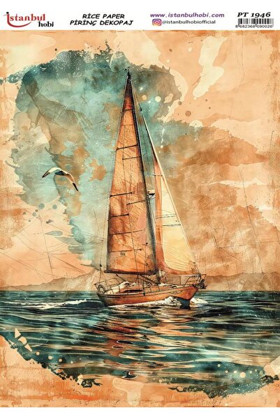 İstanbul Hobi ورق ديكور نحاسي 30×42 سم PT-1946 قارب شراعي