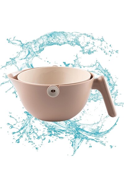 Flippy Flippy Double Layer Bowl, With Drain Basket, 2L, ABS+PP, 29.9 x 22.5 x 11.8 cm, Brown