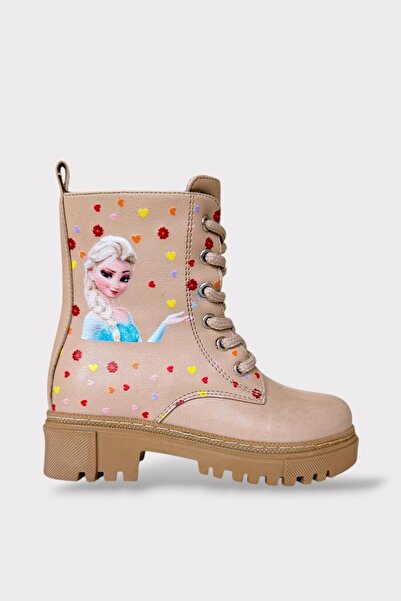 Liger Girls' Boots with Fur Inside and Zipper Beige