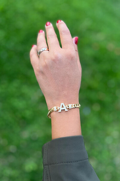 MİTİS Harfli bileklik, 14 Ayar Altın Kaplama, A Harfi Bileklik