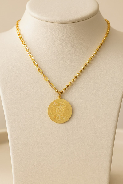 ÇAĞ MODA AKSESUAR قلادة فولاذية بمظهر سلسلة مزدوجة