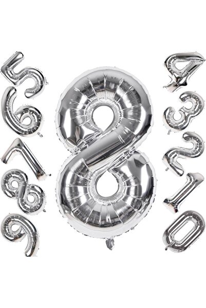 Baloane Vesele Balloon Number 8 Silver CFR5-8