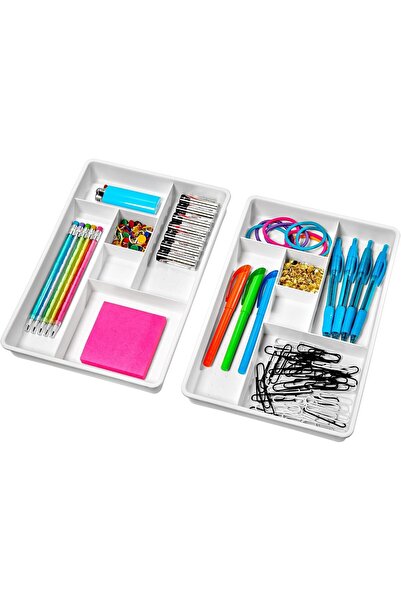 Madesmart 2-Piece Drawer Organizer Set, 12 Compartments, BPA-Free - Premium White