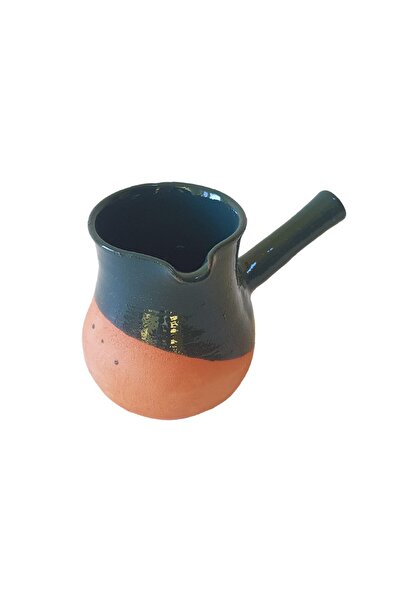 EHA Ibric din lut cu coada colorat, lucrat manual, 250 ml, Ø8.5Xh10 cm, - Verde inchis