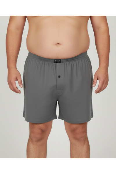 balkonda Erkek Şort Külot Battal Beden %100 Pamuklu Cotton 3'lü Paket Düğmeli Rahat Model - Berrak