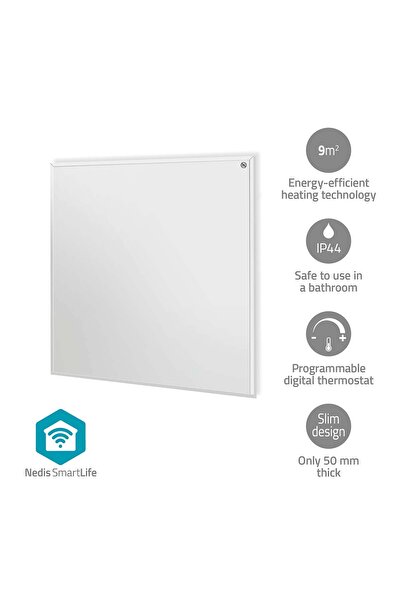 Nedis Infrared radiant panel WiFi 350W thermostat remote control IP44 white 598x620x240mm HTIP350WTW