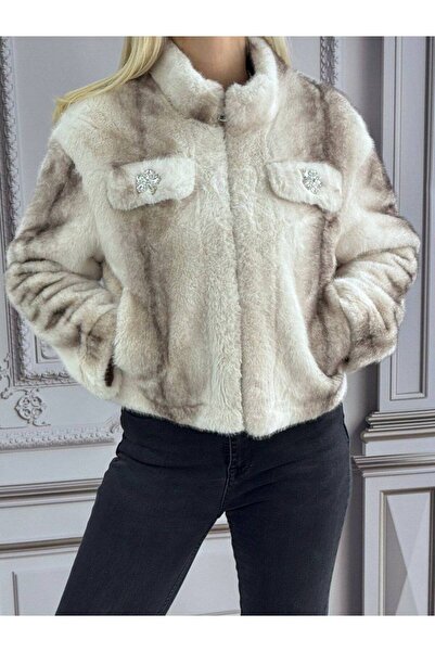 MAXORA SHOP Elegant premium eco-fur jacket with side pockets