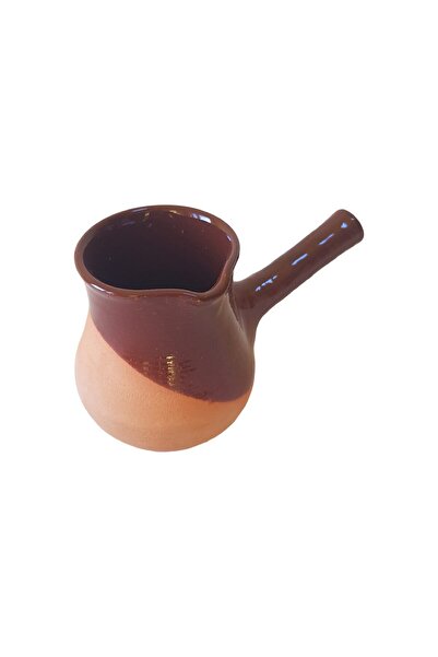 EHA Ibric din lut cu coada colorat, lucrat manual, 250 ml, Ø8.5Xh10 cm, - Maro